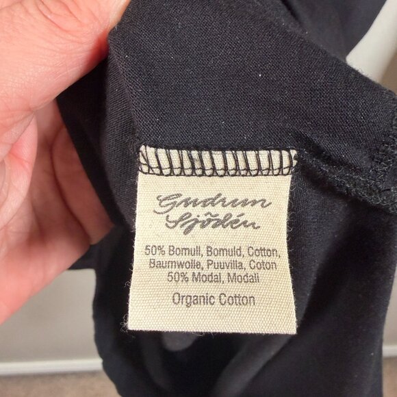 Gudrun Sjoden Tshirt Dress Size Medium Black Midi Organic Cotton Modal Lagenlook - Picture 9 of 10